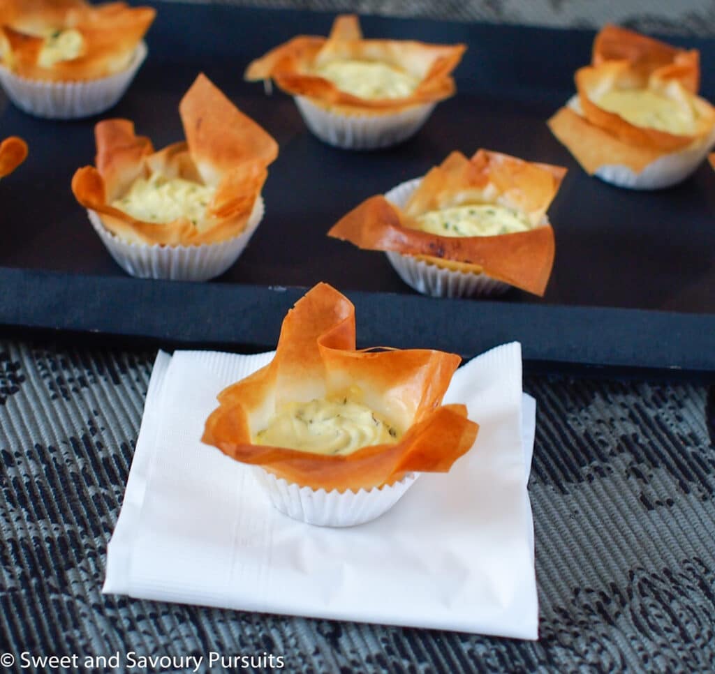 Phyllo Pastry Cups Appetizer with Goat Cheese - No Spoon Necessary