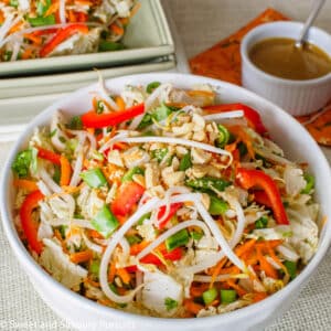 Bowl of Asian Salad with Peanut Butter Dressing