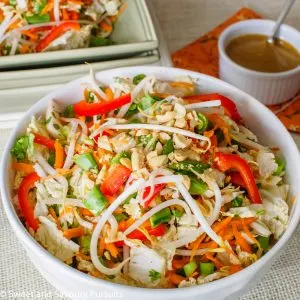 Bowl of Asian Salad with Peanut Butter Dressing