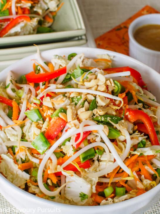 Bowl of Asian Salad with Peanut Butter Dressing