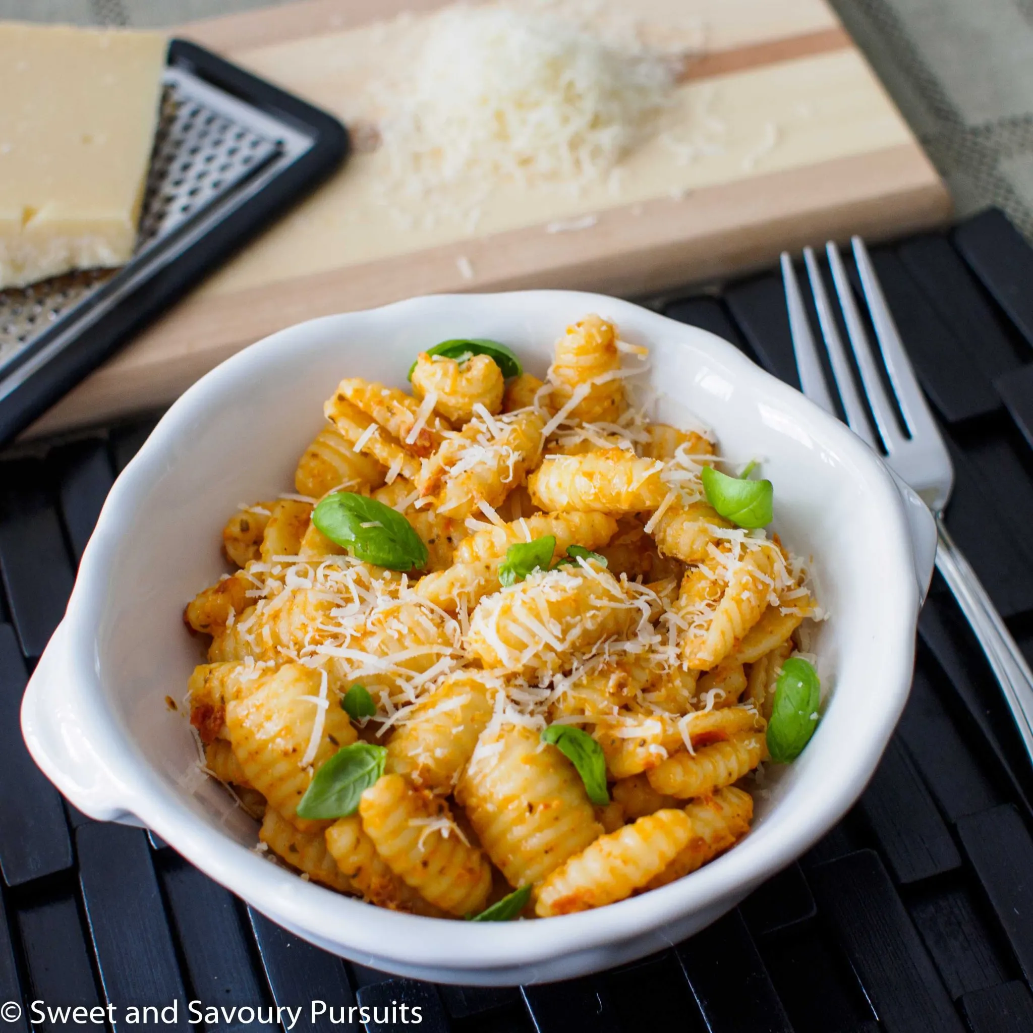 Bowl of Sun-dried Tomato Pesto Pasta.