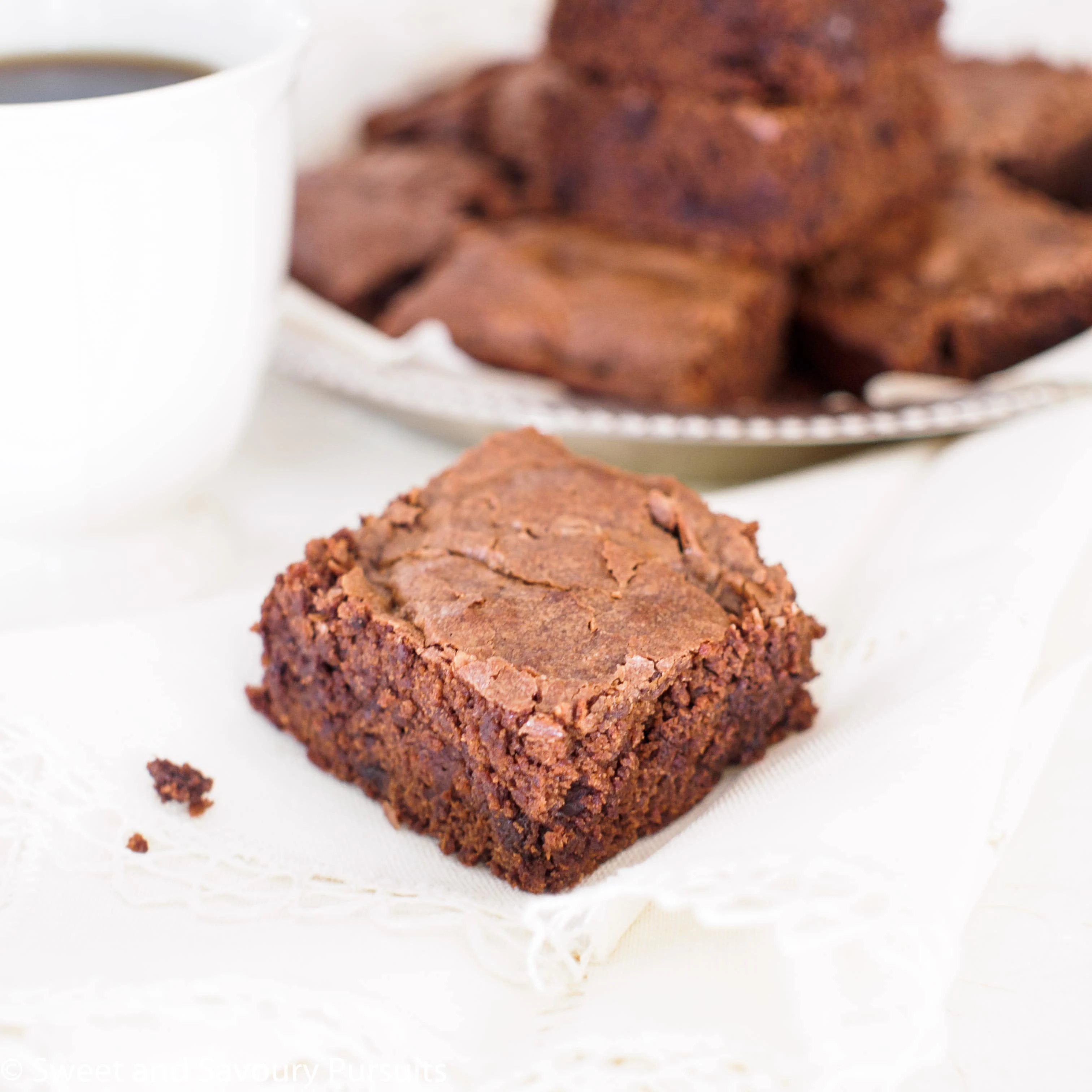 Brownies on dish.