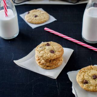 Quinoa Chocolate Chip Cookies served with milk.