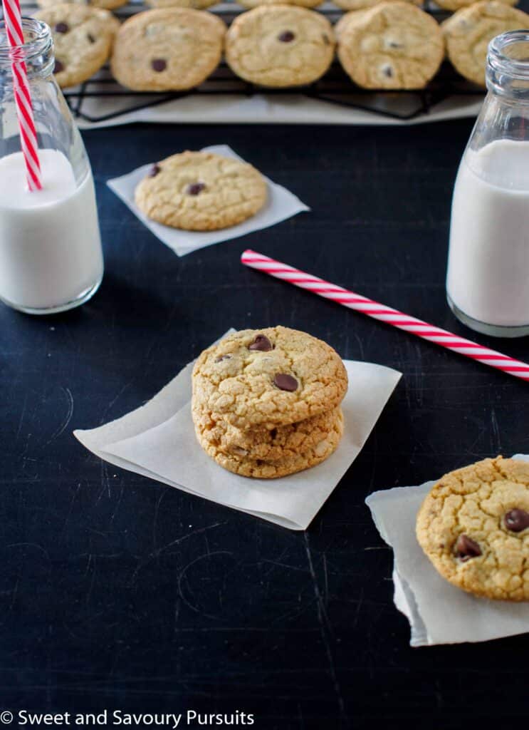 Quinoa Chocolate Chip Cookies served with milk.