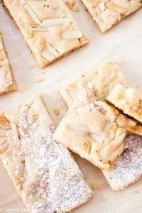 Chewy Almond Marzipan Bars on board.