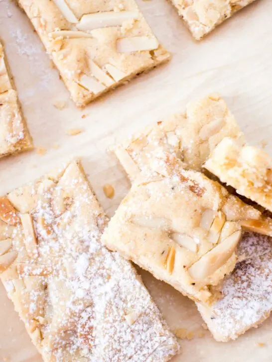 Almond Marzipan Bars on board.