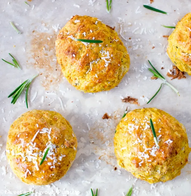 Sweet Potato, Parmesan and Rosemary Biscuits on board.