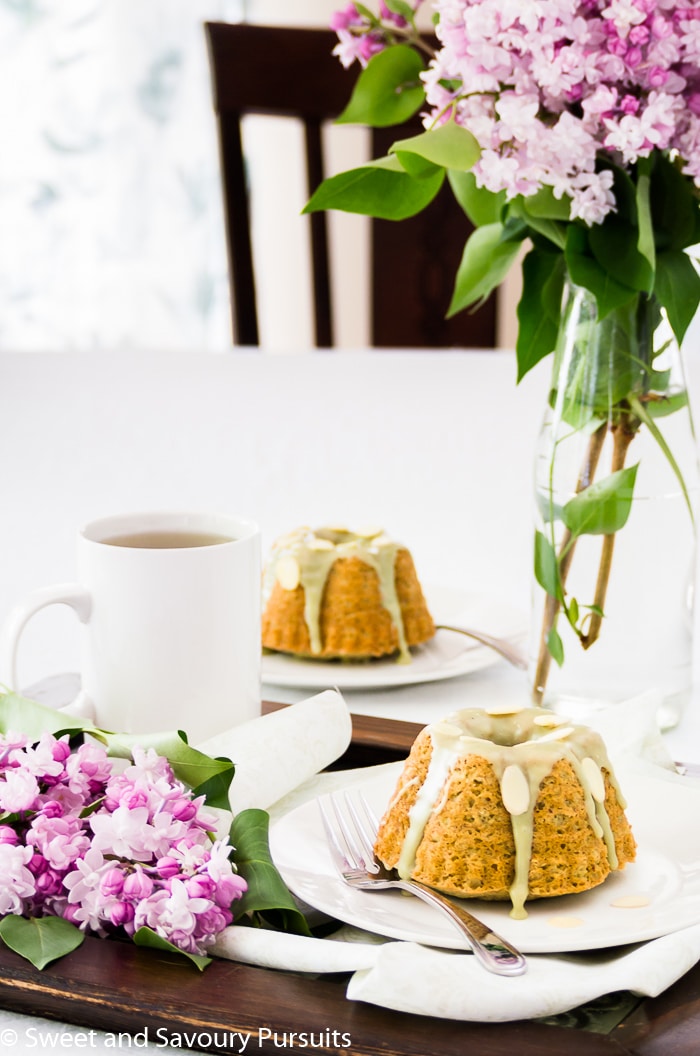 Mini Almond and Matcha Bundt Cakes.