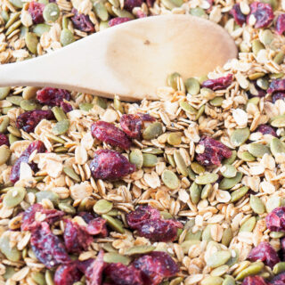 Pumpkin Seed Granola on baking sheet