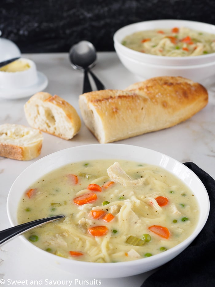 Creamy Chicken Noodle and Vegetable Soup Sweet and Savoury Pursuits