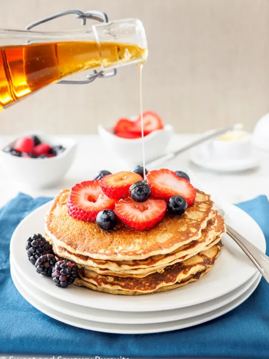 A plate of Whole Wheat Quinoa Flour Pancakes