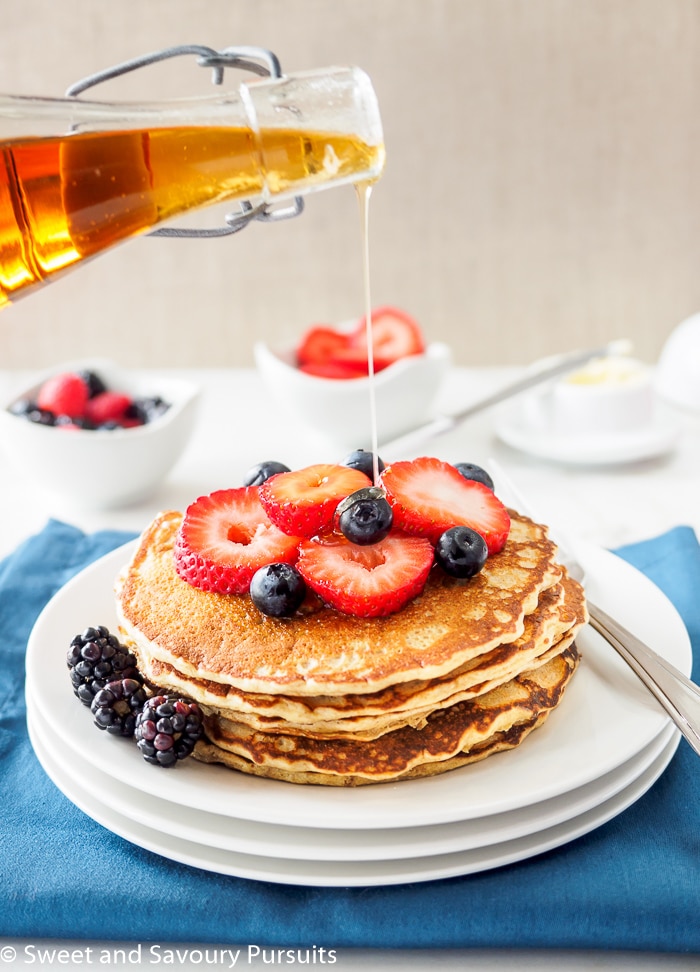 A plate of Whole Wheat Quinoa Flour Pancakes