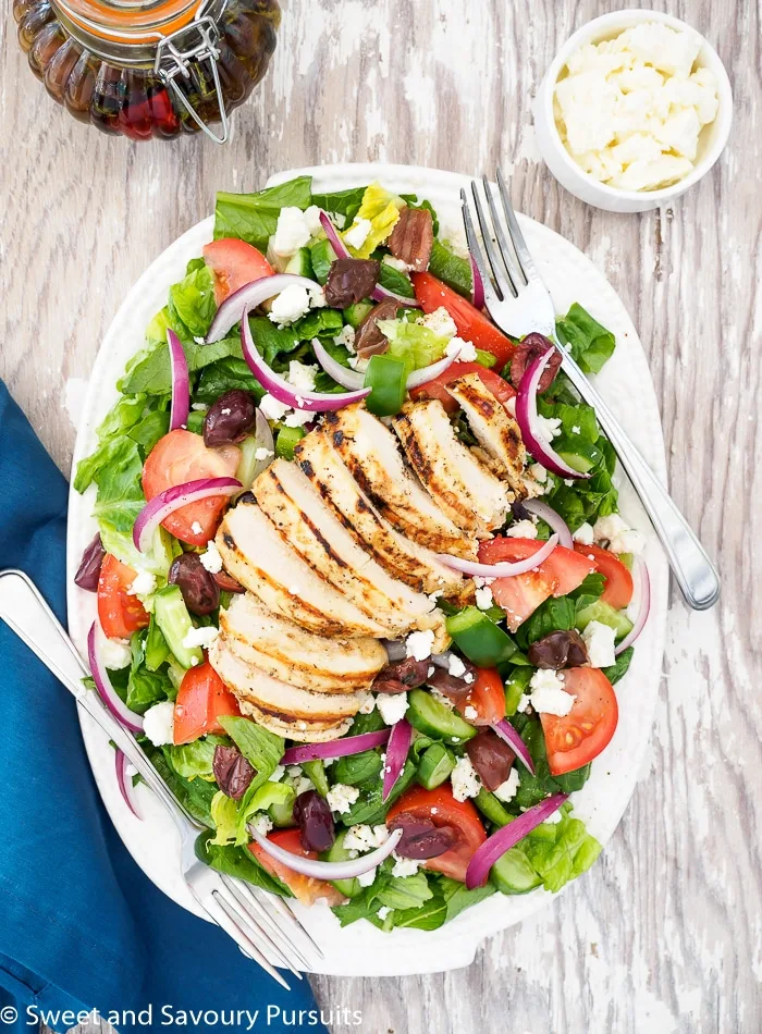 Greek Salad served with Chicken