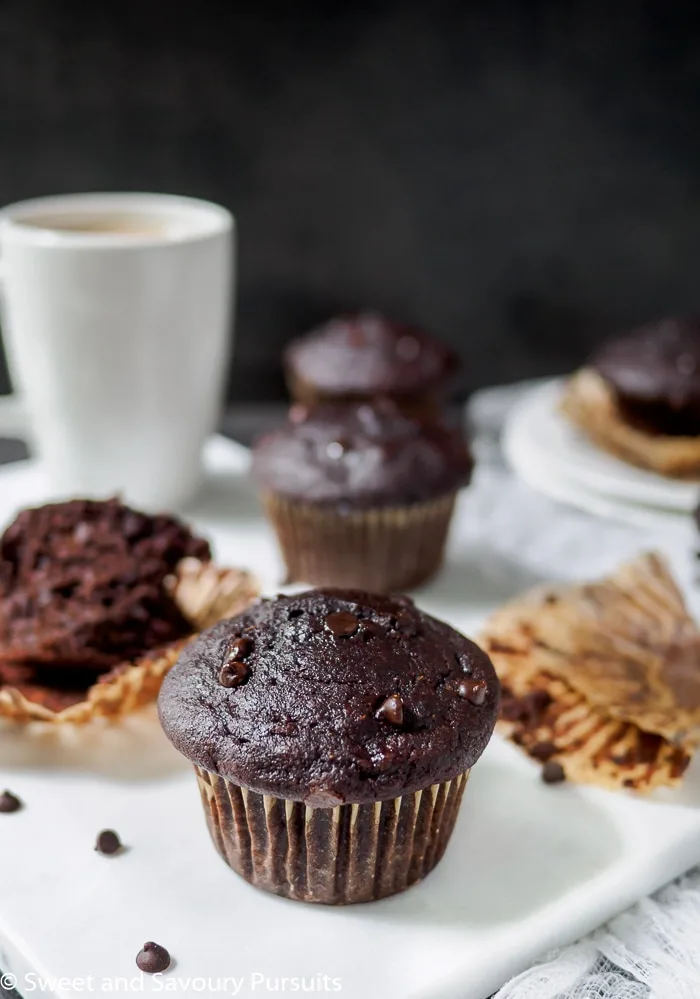 Whole Wheat Double Chocolate Banana Muffins