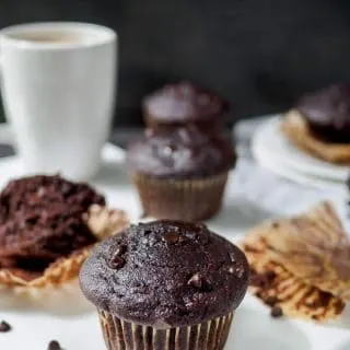 Whole Wheat Double Chocolate Banana Muffins