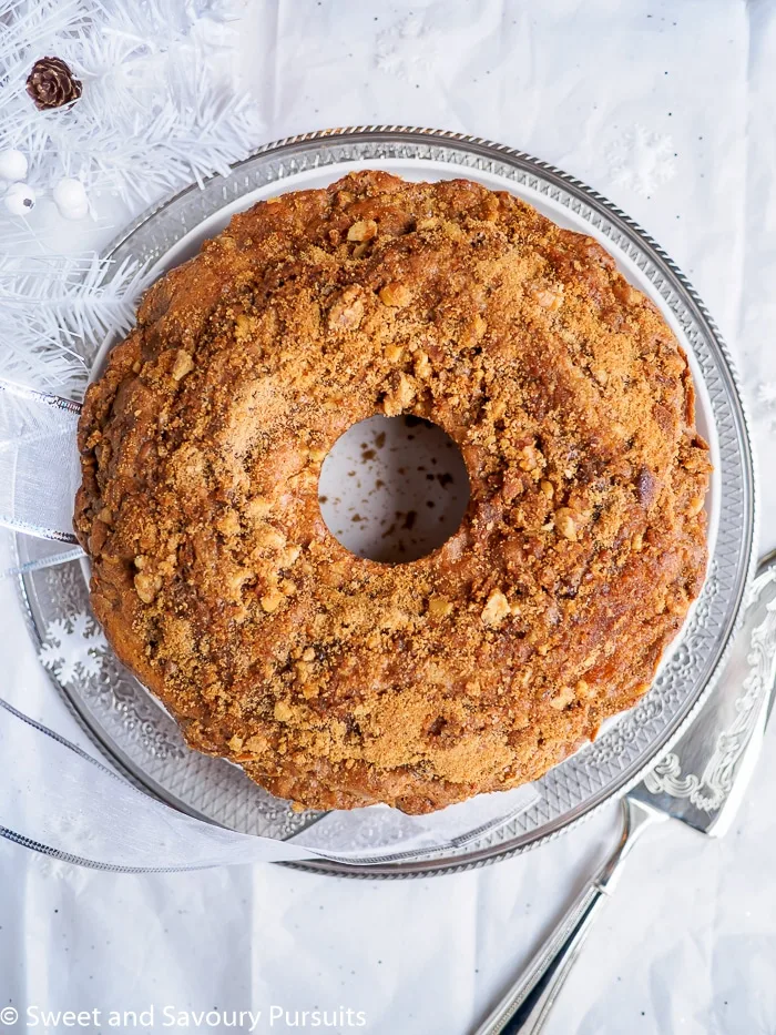 Top view of cinnamon bundt cake.