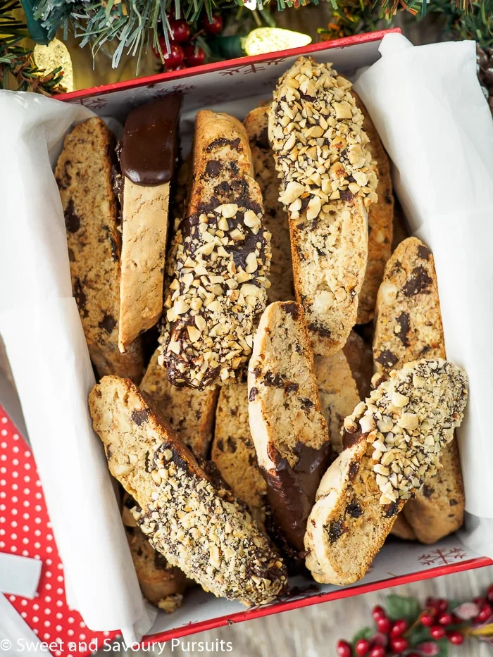 Box of Chocolate Hazelnut Biscotti.