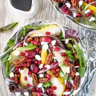 Pomegranate, Pear and Pecan Salad with Balsamic Vinaigrette