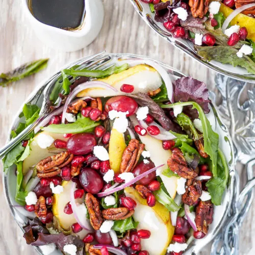 Pomegranate, Pear and Pecan Salad with Balsamic Vinaigrette