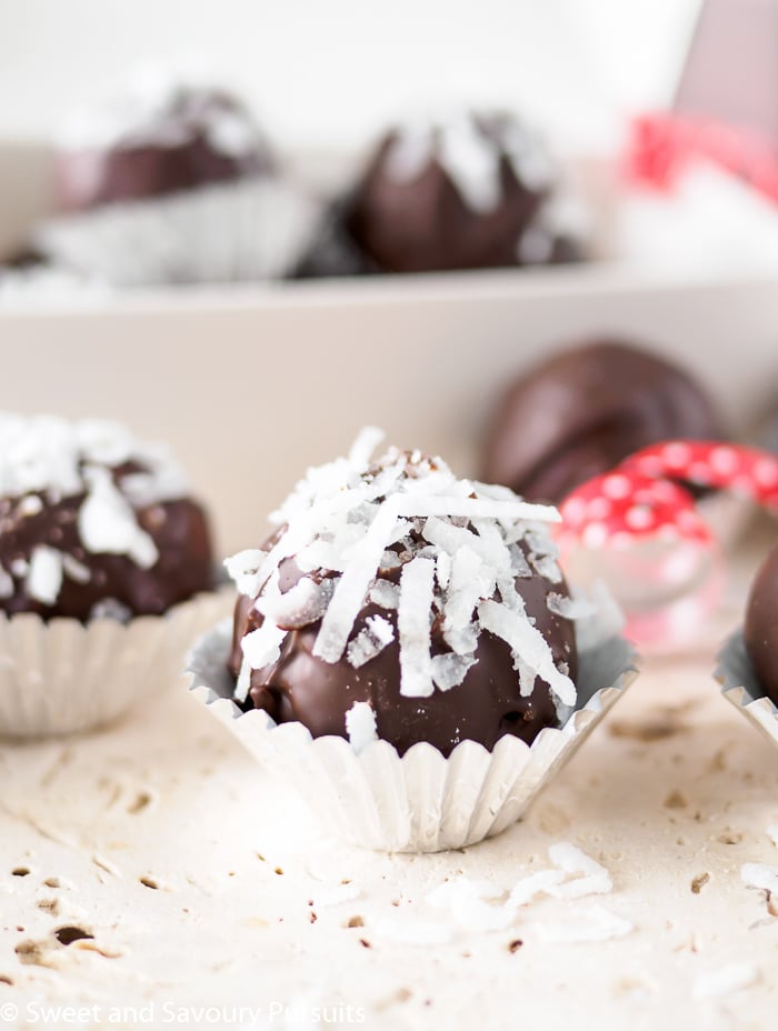 Double Chocolate Coconut Almond Truffles.