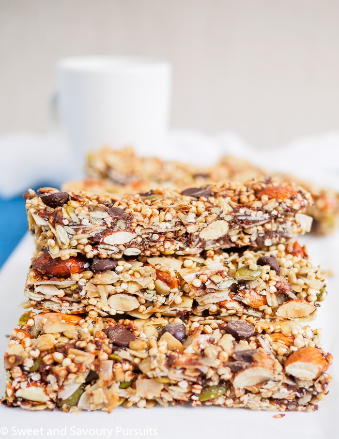 Coconut seed bars on cutting board.