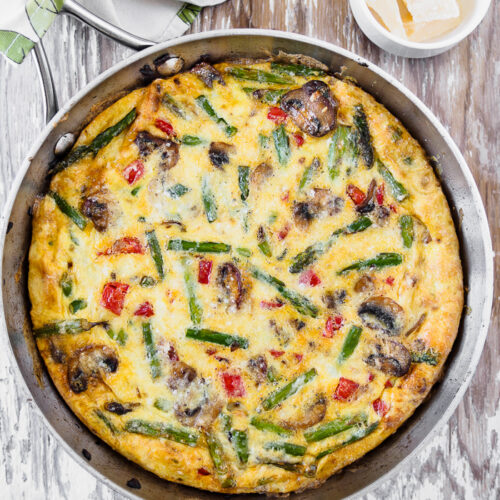 A Healthy Vegetable Frittata in skillet