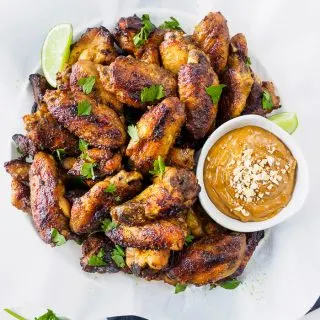 Baked Thai Chicken Wings with Peanut Sauce