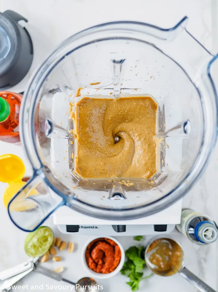 Peanut Sauce being made in blender.