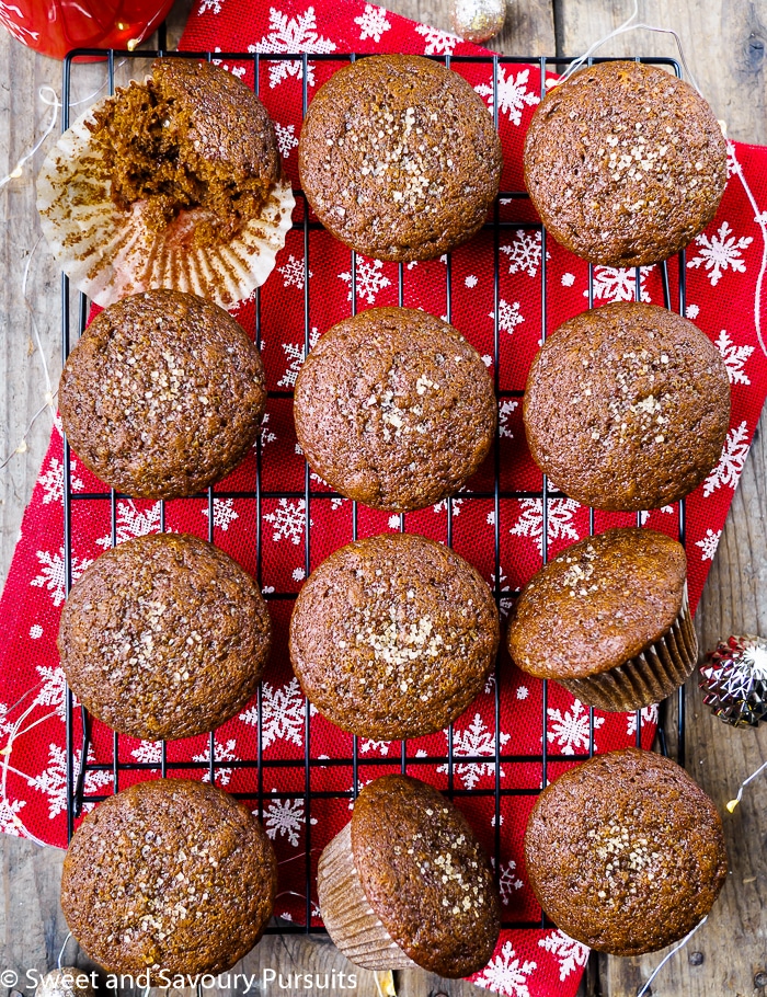 Top view of gingerbread muffins.