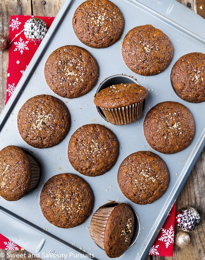 Gingerbread Muffins still in baking pan.