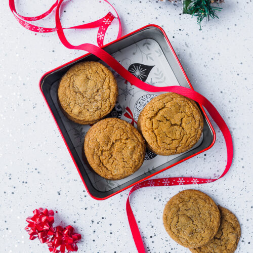 Chewy Ginger Cookies in gift box.
