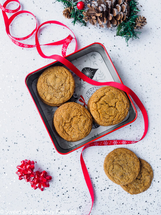 Chewy Ginger Cookies in gift box.