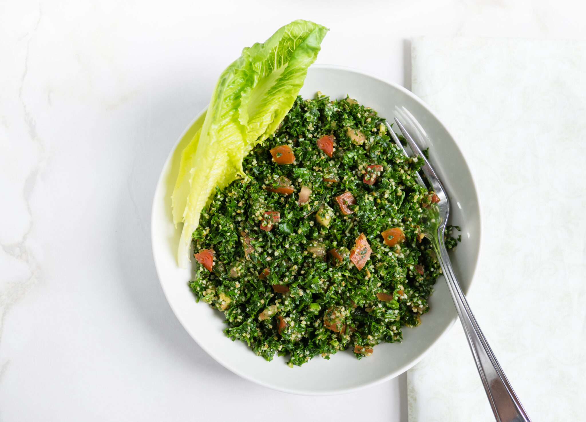 Bowl of Tabbouleh salad.