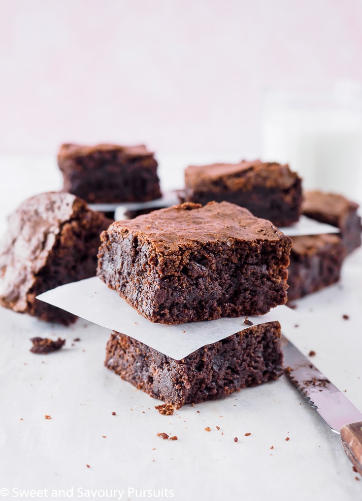 Gluten-free almond flour brownies on board.