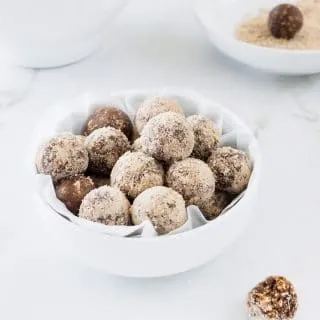 A bowl of No-Bake Maple Espresso Bites.