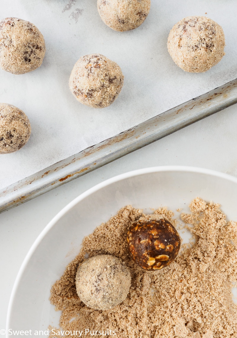 No-Bake Maple Espresso Bites on tray.