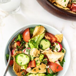 Serving of Fattoush Salad in a bowl.