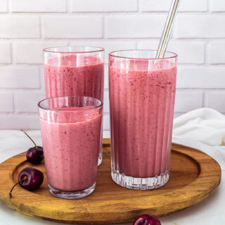 Cherry Smoothie served in glasses.