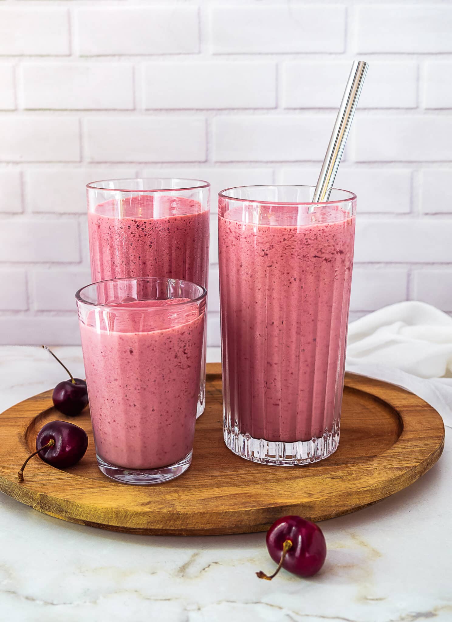 Cherry Smoothie served in glasses.