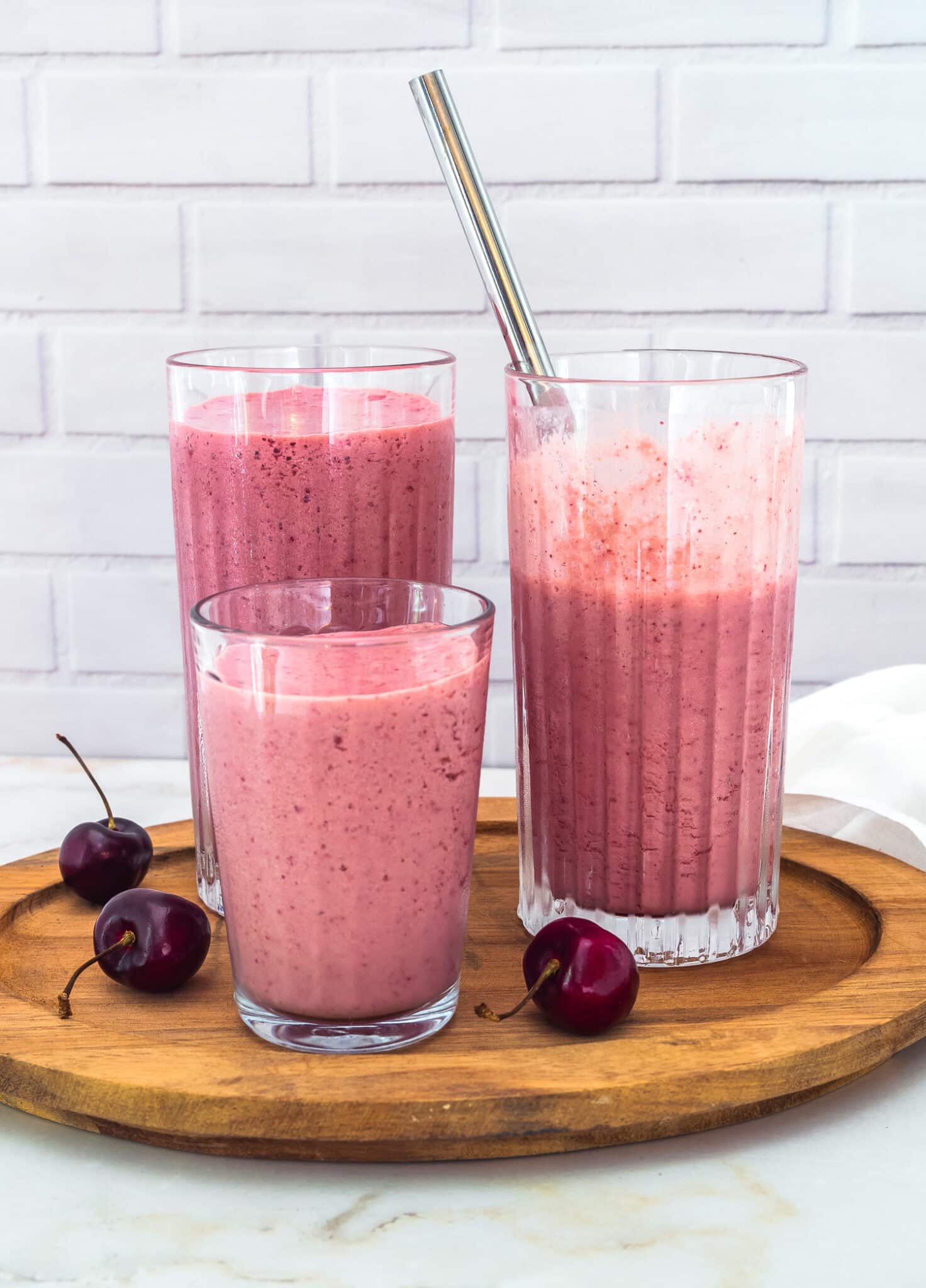 Three cherry smoothies