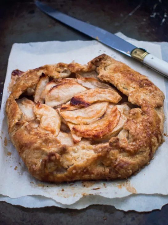 Baked Spiced Apple Galette on baking tray