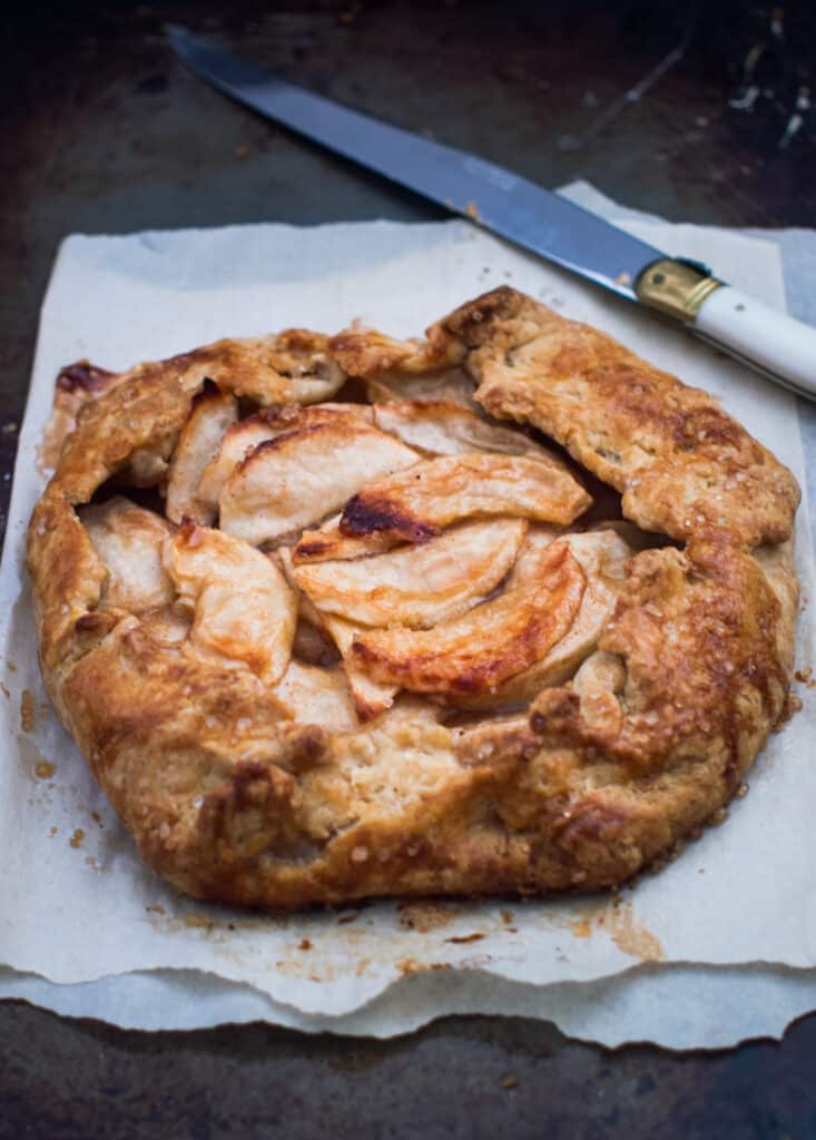 Baked Spiced Apple Galette on baking tray