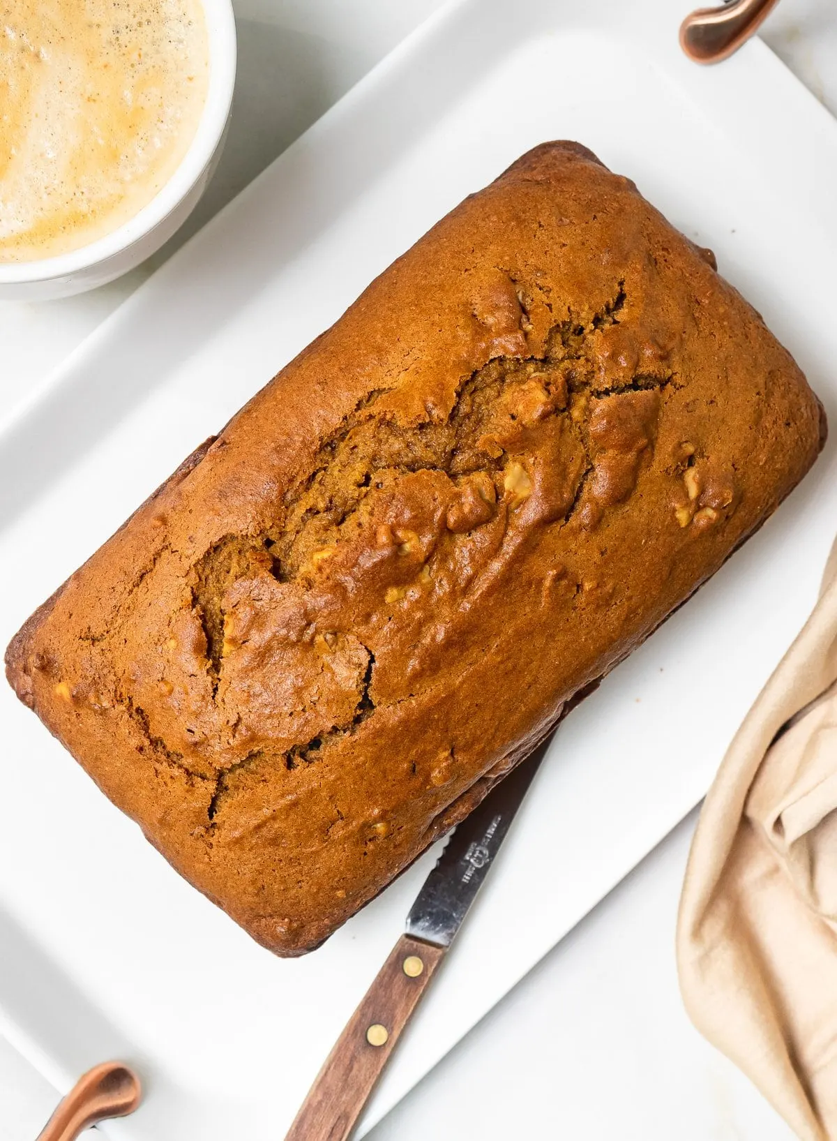 Top view of a spiced pumpkin bread.