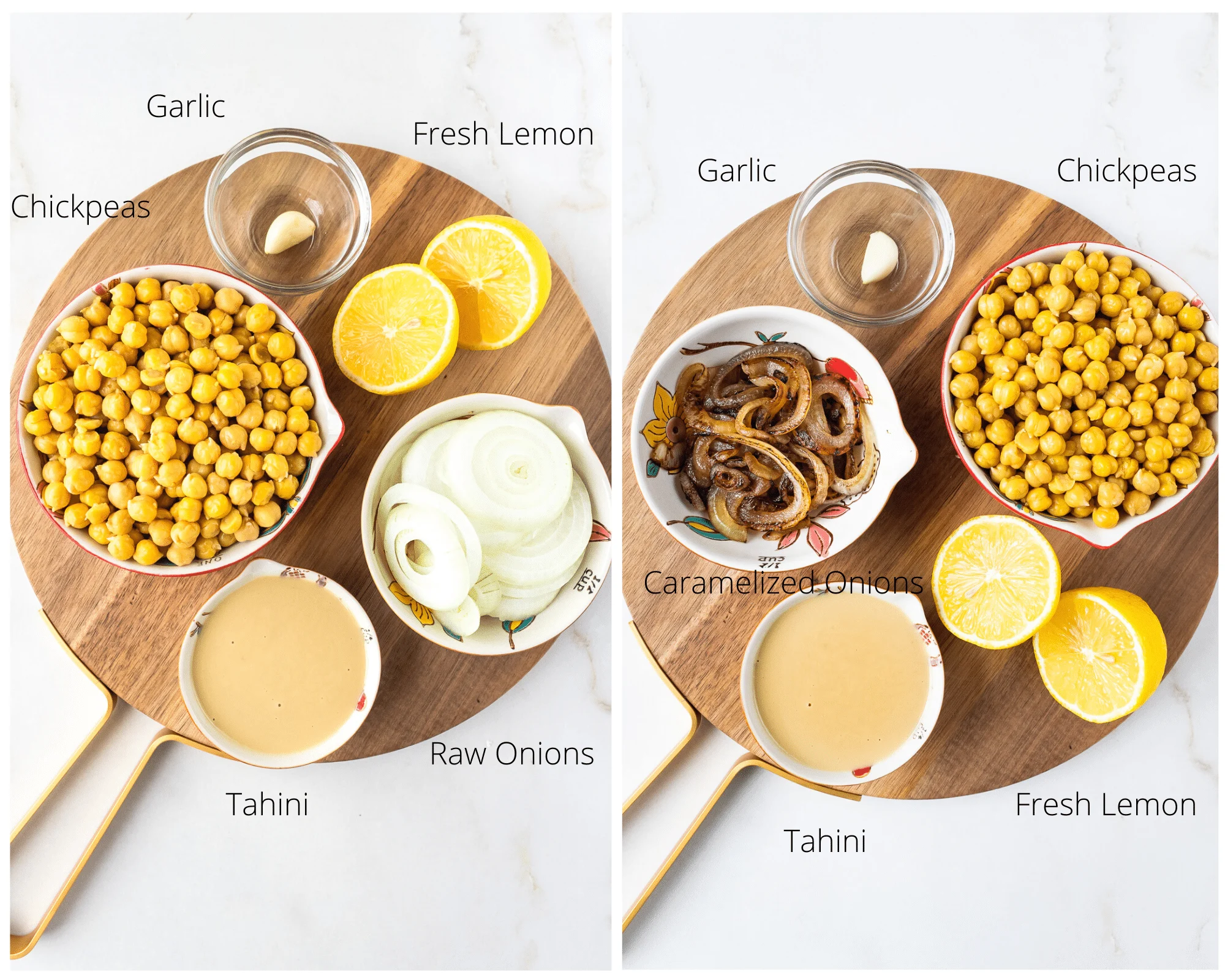 Ingredients needed for Caramelized Onion Hummus.