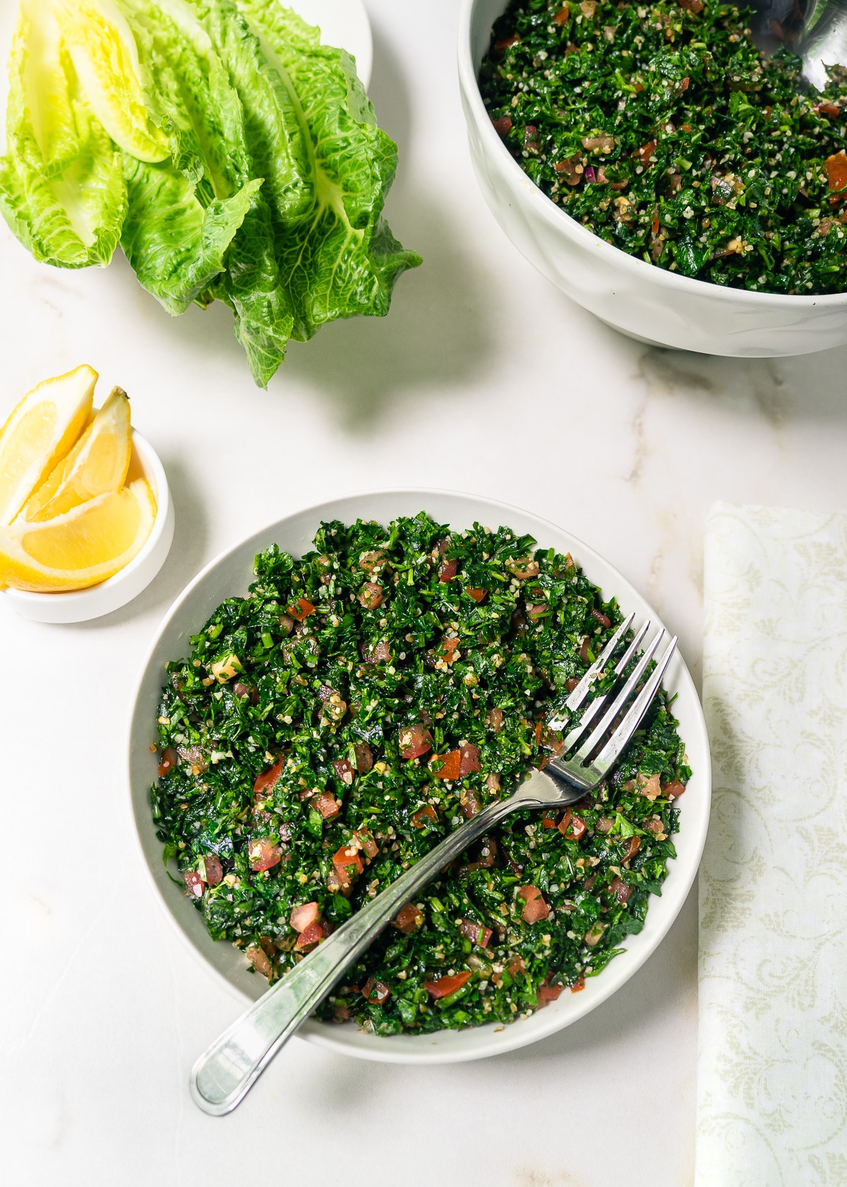 Bowl of Tabbouleh salad.