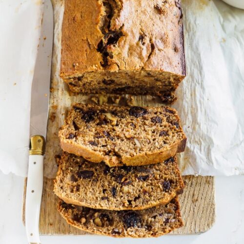 Sliced Date and walnut bread.