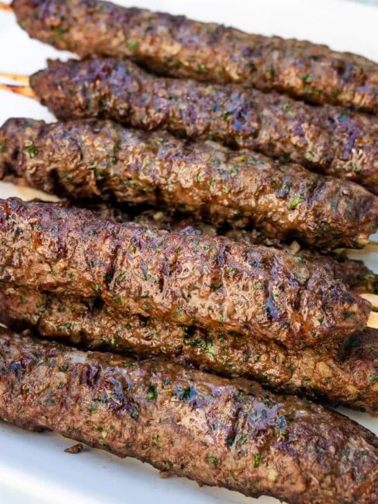 Grilled beef Kafta kebabs.