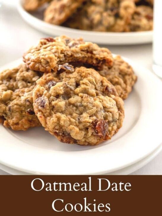 Plate of homemade oatmeal and date cookies.