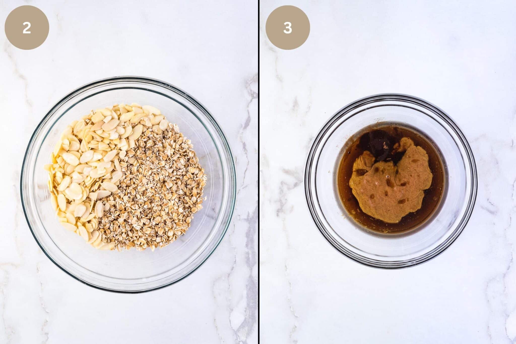 Step-by-step instructions of how to make vanilla almond granola.