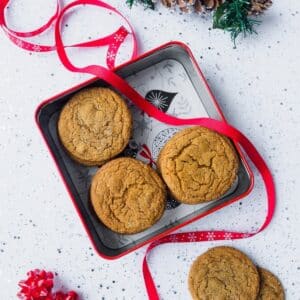 Tin of Chewy ginger cookies.